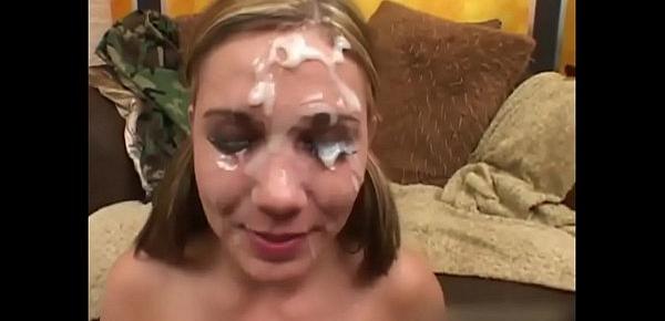  Sperm addict girls cover her face with cum and swallow - Part 1